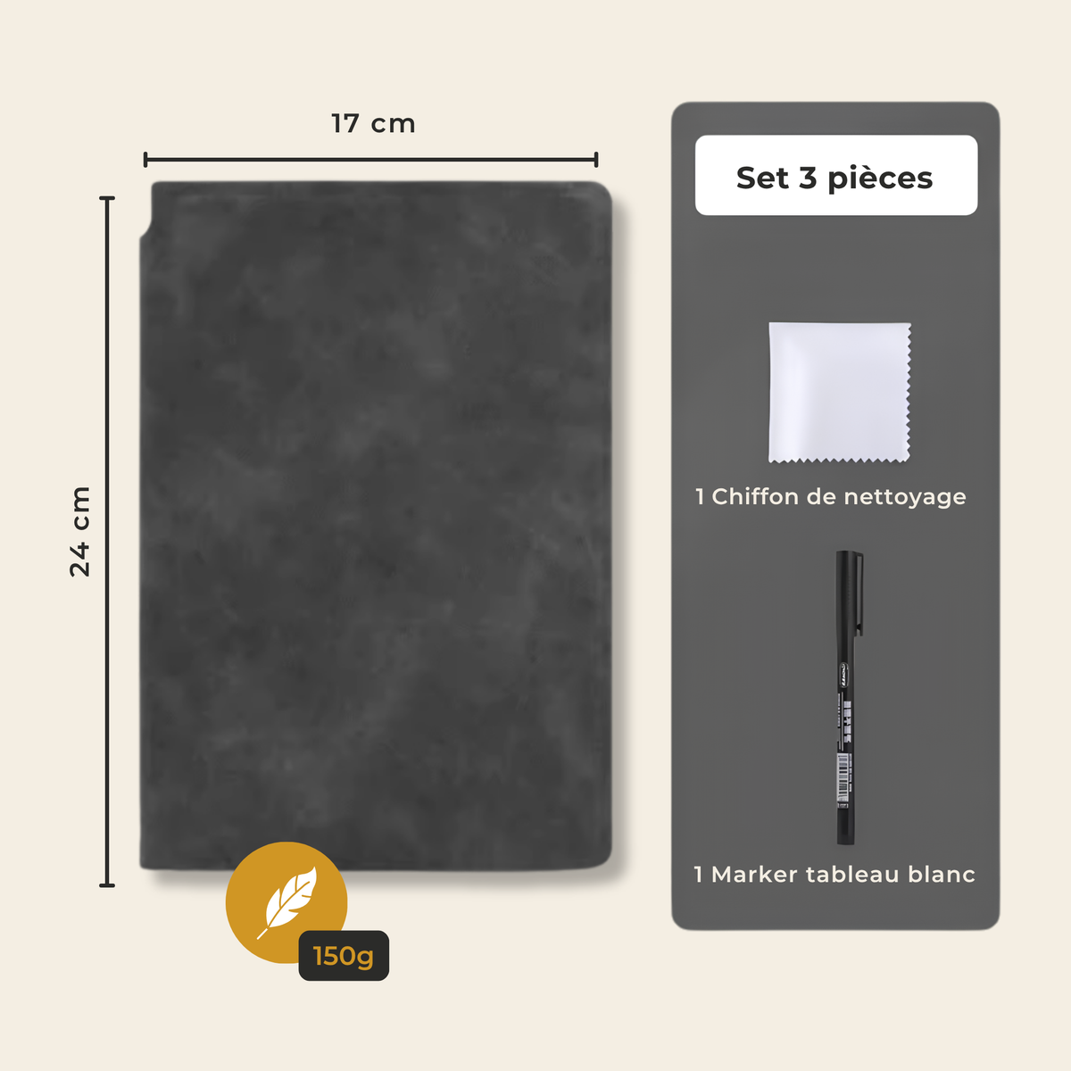 Carnet tableau blanc effaçable A5