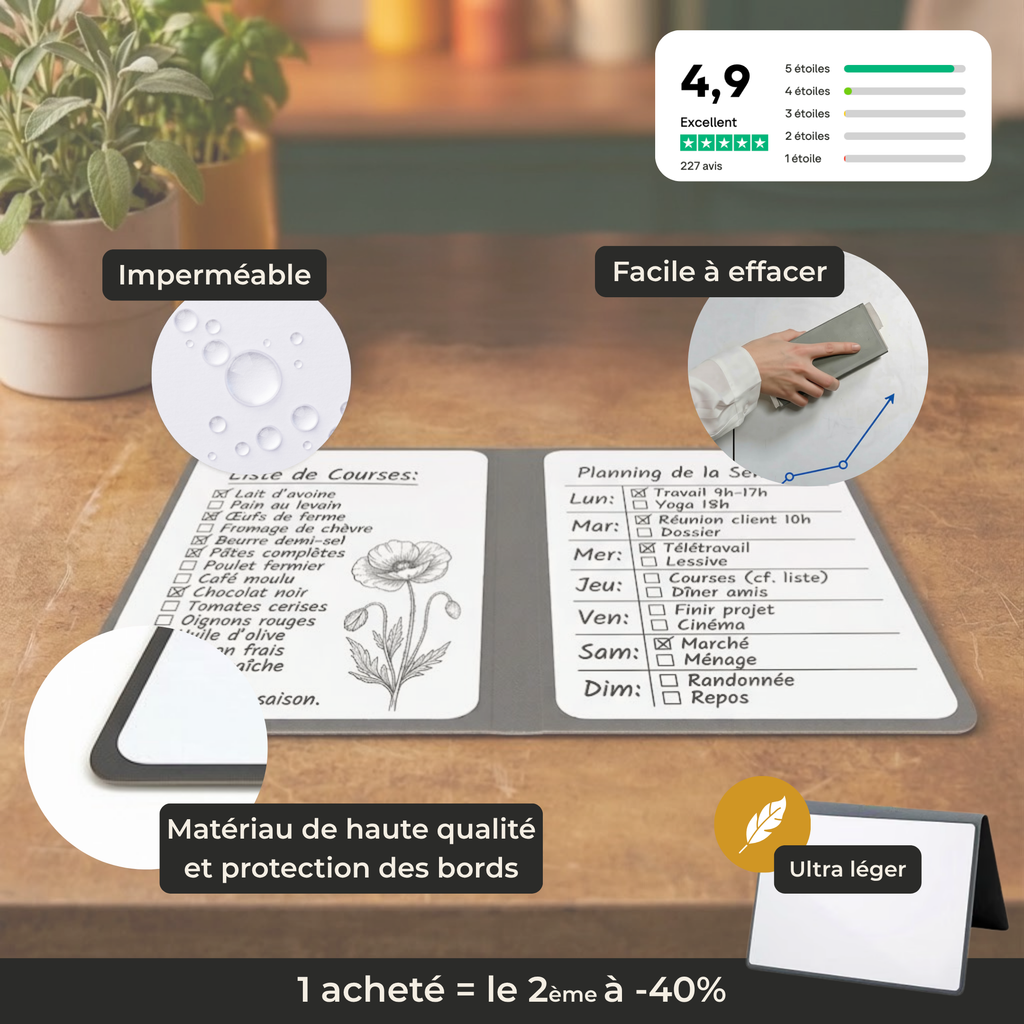 Carnet tableau blanc effaçable A5