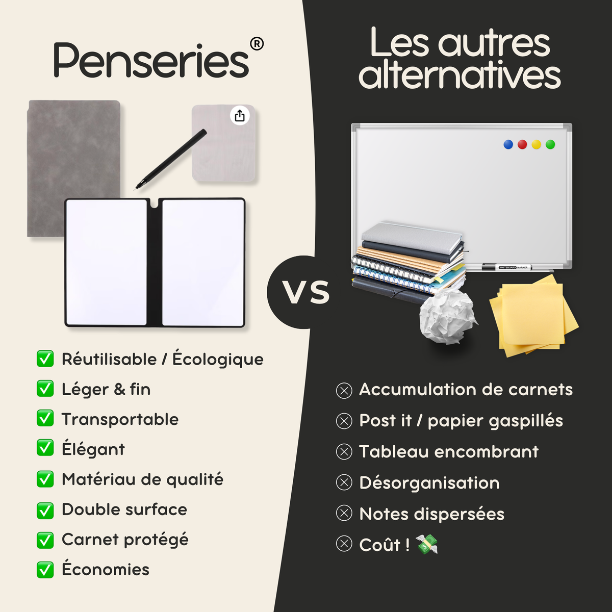Carnet tableau blanc effaçable A5