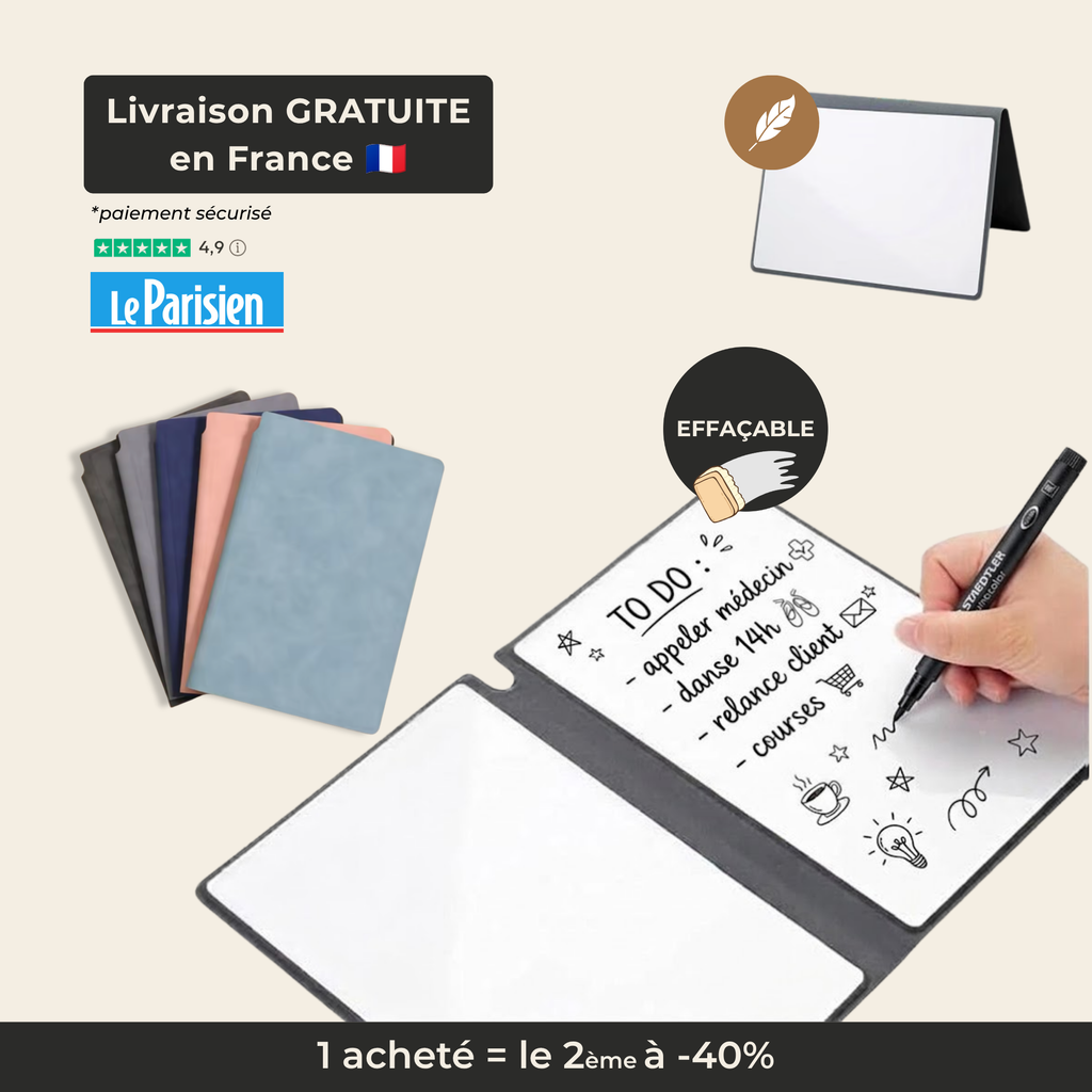 Carnet tableau blanc effaçable A5